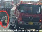 Truck Tengki BBM Milik Pertamina “Kencing”BBM di Pinggir Jalan